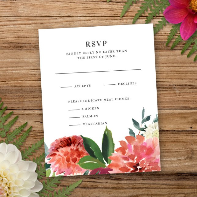 Romantic Watercolor Bouquet | Wedding Reply RSVP Card (Creator Uploaded)