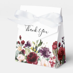 Romantic Watercolor Burgundy Red Blush Rose Floral Favor Box