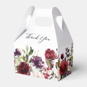 Romantic Watercolor Burgundy Red Blush Rose Floral Favor Box