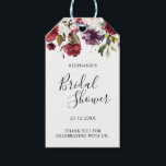 Romantic Watercolor Burgundy Red Blush Rose Floral Gift Tags<br><div class="desc">Elegant and modern romantic watercolor floral Bridal shower gift tag features a bouquet of burgundy / marsala , blush pink, Purple, peach watercolor roses with matching foliage. Perfect for a fall / midsummer wedding. Please find more matching designs and variations from my "blissweddingpaperie" store. And feel free to contact me...</div>