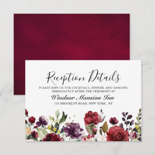 Romantic Watercolor Burgundy Red Blush Rose Floral Invitation