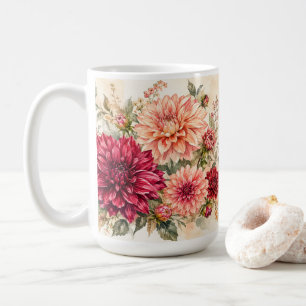 Romantic Watercolor Dahlia Garden  Coffee Mug