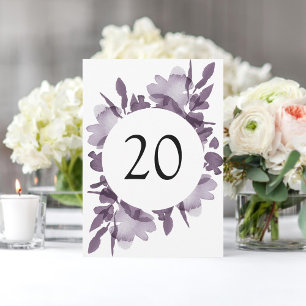 Romantic Watercolor Floral Amethyst Table Number