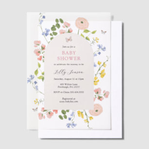 Romantic Watercolor Floral Baby Shower Vellum Invitations