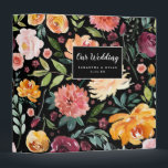 Romantic Watercolor Floral Botanical Wedding Binder<br><div class="desc">This beautiful and chic wedding album or organizer design features a romantic watercolor floral botanical pattern in greens, pinks, and deep burgundy tones. The background is black but can easily be customized to your liking (white, pink, and green also look great). You can personalize it by adding your names and...</div>