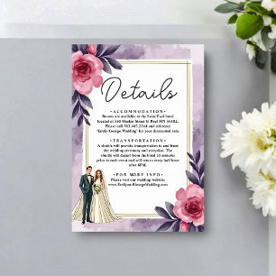 Romantic Watercolor Floral Bride And Groom Wedding Enclosure Card