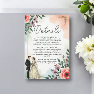 Romantic Watercolor Floral Bride And Groom Wedding Enclosure Card