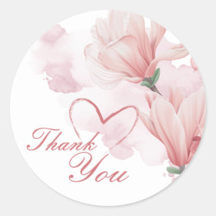 Romantic watercolor floral classic round sticker