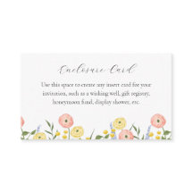 Romantic Watercolor Floral Enclosure Card