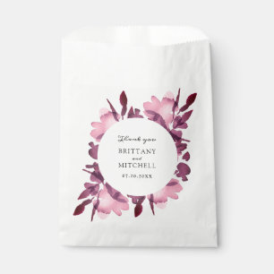 Romantic Watercolor Floral Plum Wedding Favour Bag