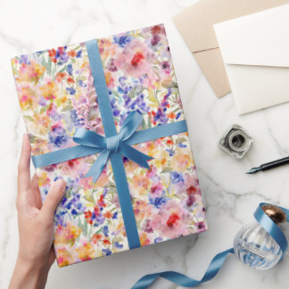 Romantic Watercolor Floral Soft Painterly Garden Wrapping Paper