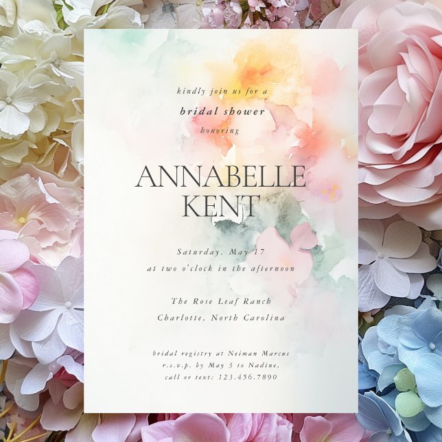 Romantic Watercolor Florals Abstract Bridal Shower Invitation (Creator Uploaded)