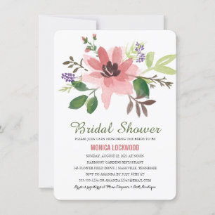 Romantic Watercolor Flowers   Bridal Shower Invitation
