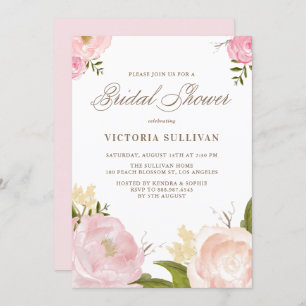 Romantic Watercolor Flowers Bridal Shower Invite