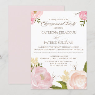 Romantic Watercolor Flowers Engagement Invitation