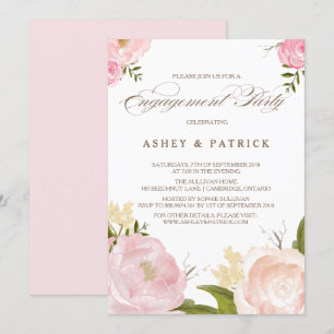 Romantic Watercolor Flowers Engagement Invitation