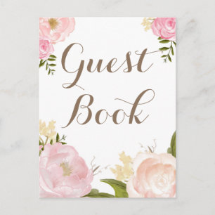 Romantic Watercolor Flowers Guest Book Wedding Postcard