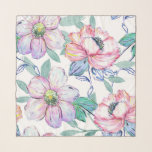 Romantic watercolor flowers hand paint design scarf<br><div class="desc">This bohemian and romantic big watercolor garden floral trendy design, watercolor blooming peonies, leaves and other flowers, seamless pattern illustration over a simple white background. Made of red, light coral, violet, green, yellow, teal, blue, black, grey and white colours. A Beautiful, fashion trend, original creative art, glamourous, Elegant, feminine, hand...</div>