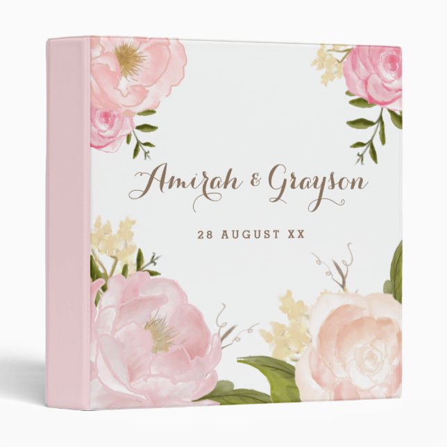Romantic Watercolor Flowers Personalized Binder (Front/Spine)