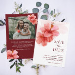 Romantic Watercolor Flowers Photo Save The Date Invitation<br><div class="desc">This minimalist watercolor burgundy flower save-the-date vertical photo invitation gives your modern wedding a romantic preview. The modern design features romantic flower,  elegant topography,  and a photo of your choice.  Keep the design simple and elegant,  as is,  or personalize it by adding your own graphics and artwork.</div>