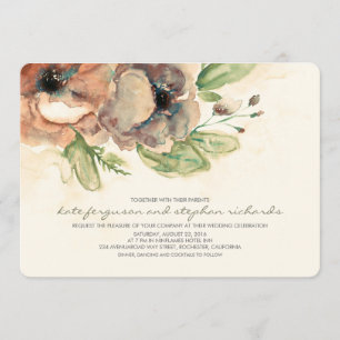 Romantic Watercolor Flowers Rustic Wedding Invite