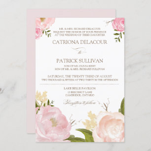 Romantic Watercolor Flowers Wedding Invitation IV