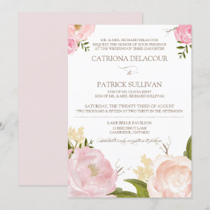 Romantic Watercolor Flowers Wedding Invitation V