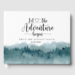 Romantic Watercolor Forest Mountains Guest Book