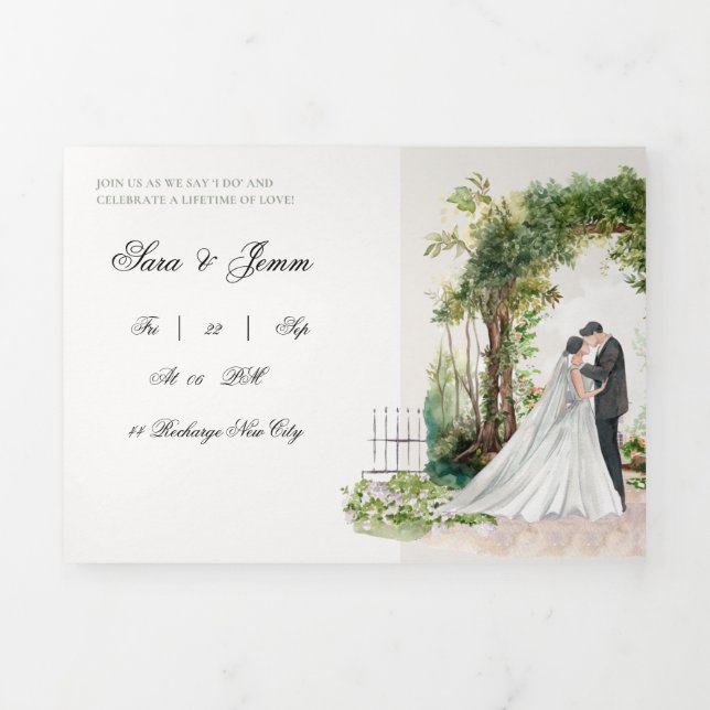 Romantic Watercolor Garden Wedding Invitation | El (Cover)