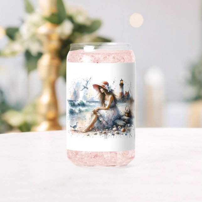 Romantic Watercolor Girl by Lighthouse Can Glass (Insitu (Wedding))