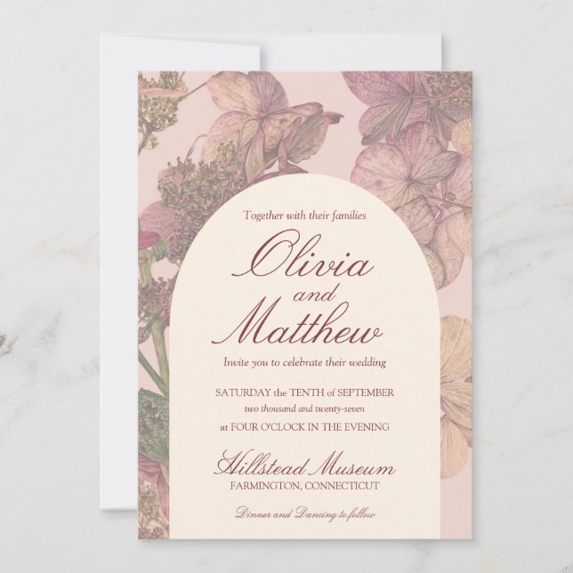 Romantic Watercolor Hydrangea Wedding Invitation (Front)