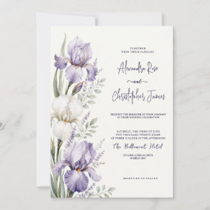 Romantic Watercolor Iris Garden Photo Wedding Invitation