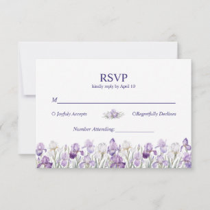 Romantic Watercolor Iris Garden Wedding  RSVP Card