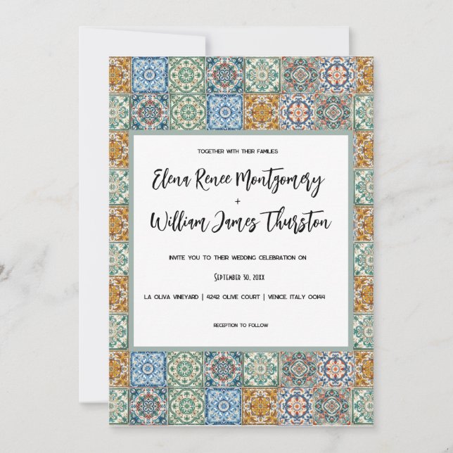 Romantic Watercolor Italy Destination Wedding Invitation (Front)
