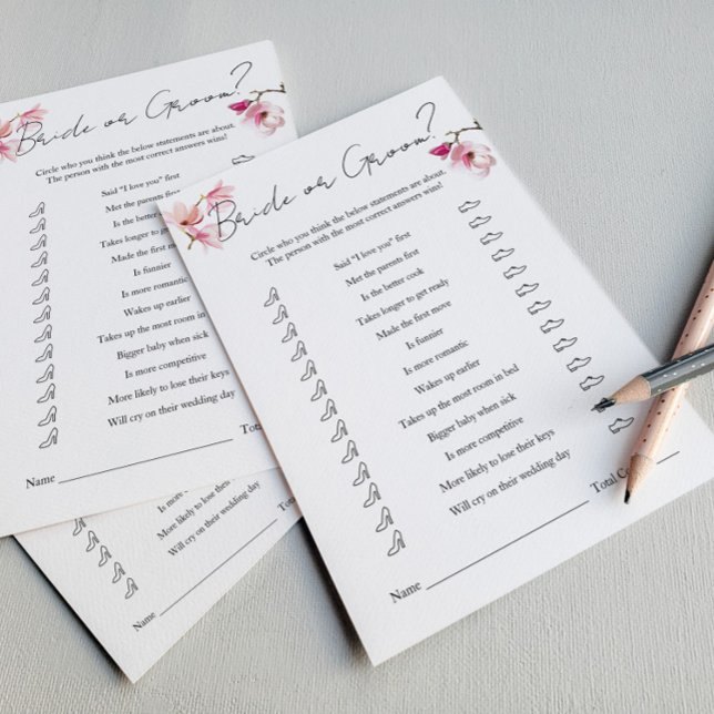 Romantic Watercolor Magnolia Bride or Groom Game Flyer (Creator Uploaded)