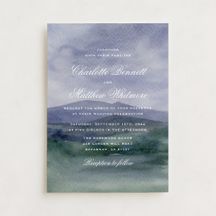 Romantic Watercolor Mountain Wedding Invitation