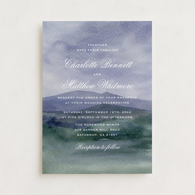 Romantic Watercolor Mountain Wedding Invitation (Creator Uploaded)