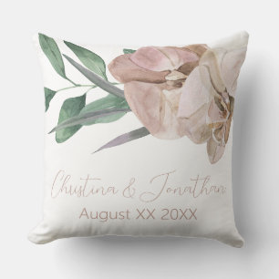 Romantic Watercolor Orchids Throw Pillow