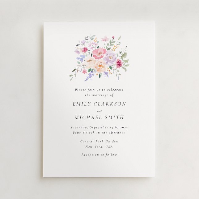 Romantic Watercolor Pastel Floral Wedding Invitati Invitation (Creator Uploaded)