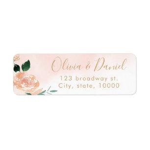 Romantic Watercolor peach floral return address
