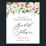 Romantic Watercolor Peach Florals Bridal Shower Poster<br><div class="desc">Watercolor Romantic Peach Florals Bridal Shower Welcome Sign. Customizable bridal shower welcome sign featuring watercolor garland of peach and ivory flowers with foliage and greenery accents. Matching items are available.</div>