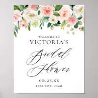 Romantic Watercolor Peach Florals Bridal Shower
