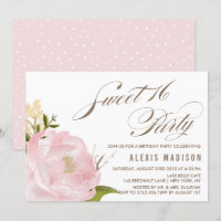 Romantic Watercolor Peony Sweet 16 Birthday Party