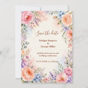 Romantic Watercolor Peony Wedding Florals Invitation