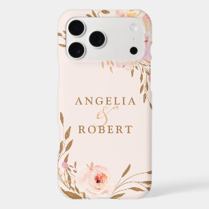 Romantic Watercolor Pink Blush Gold Rose