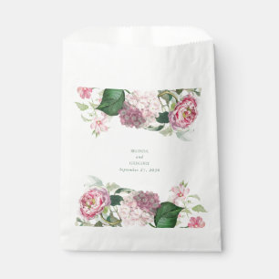 Romantic Watercolor Pink Flowers Garden Wedding Favour Bag