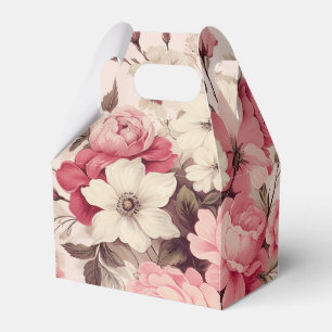 Romantic Watercolor Pink Roses & Apple Blossoms Favor Box