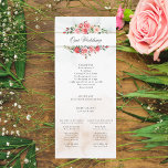 Romantic Watercolor Pink Roses & Calligraphy Program<br><div class="desc">Lovely clusters of elegant watercolor blush pink roses and green foliage on a subtle pastel watercolor background and centre label with gold borders. Features "Our Wedding" text graphic in custom script font (or delete and customize in the design editor) with editable text fields for your ceremony details and wedding participants....</div>