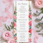 Romantic Watercolor Pink Roses & Calligraphy Program<br><div class="desc">Lovely columns of elegant watercolor blush pink roses and green foliage on a subtle pastel watercolor background and centre label with gold borders. Features calligraphy text graphic in custom script font (or delete and customize in the design editor) with editable text fields for your ceremony details and wedding participants.</div>