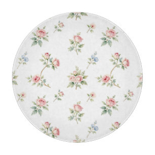 Romantic Watercolor Pink Roses Pattern Cutting Board